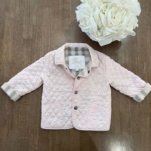 Burberry Baby Light Pink Quilted Signature  Check Lined Jacket - 18m